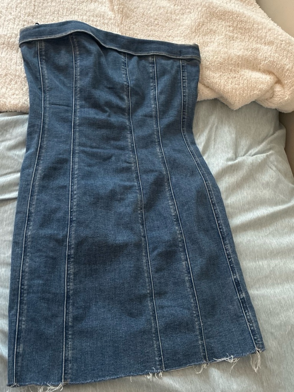 Lucky Brand Dark Blue Strapless Denim Dress